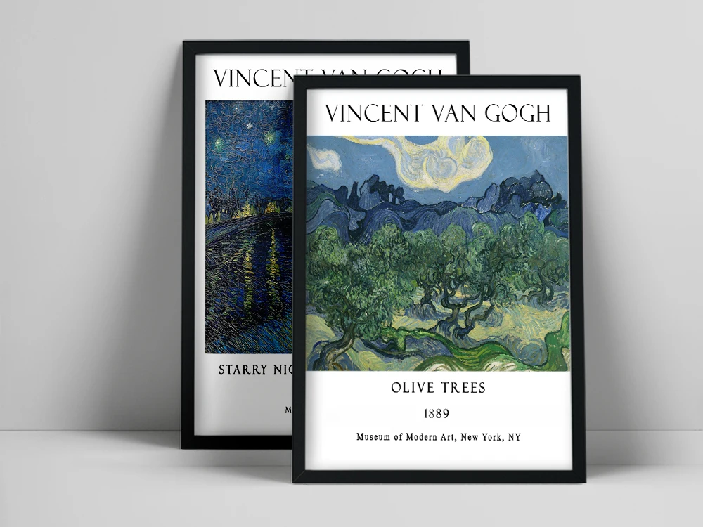 Van Gogh Olive Trees Canvas Painting Starry Night Over The Rhone Exhibition Posters Gallery Wall Art Pictures Prints Home Decor