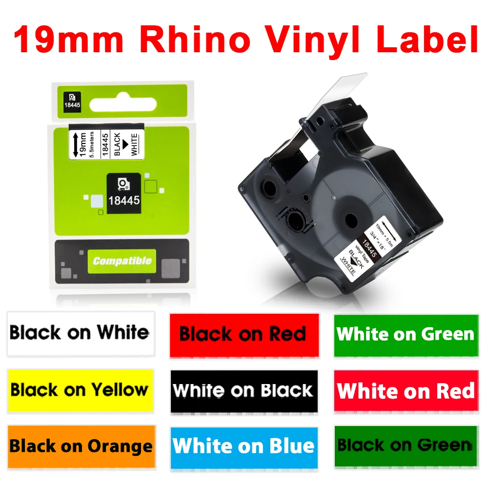 A ABColor 18445 18433 Tape Compatible for Dymo Rhino Vinyl Industrial Tape 18436 18439 18442 1805436 for Dymo Rhino 4200 5000