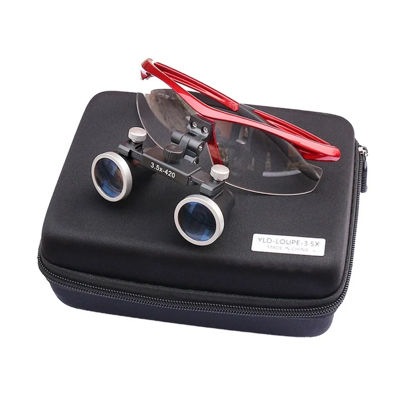 Magnifyning Glasses 2.5/3.5X420mm Galilean Binocular Magnifier Dentistry Surgical Dental Loupes+LED Medical Headlamp Illuminator