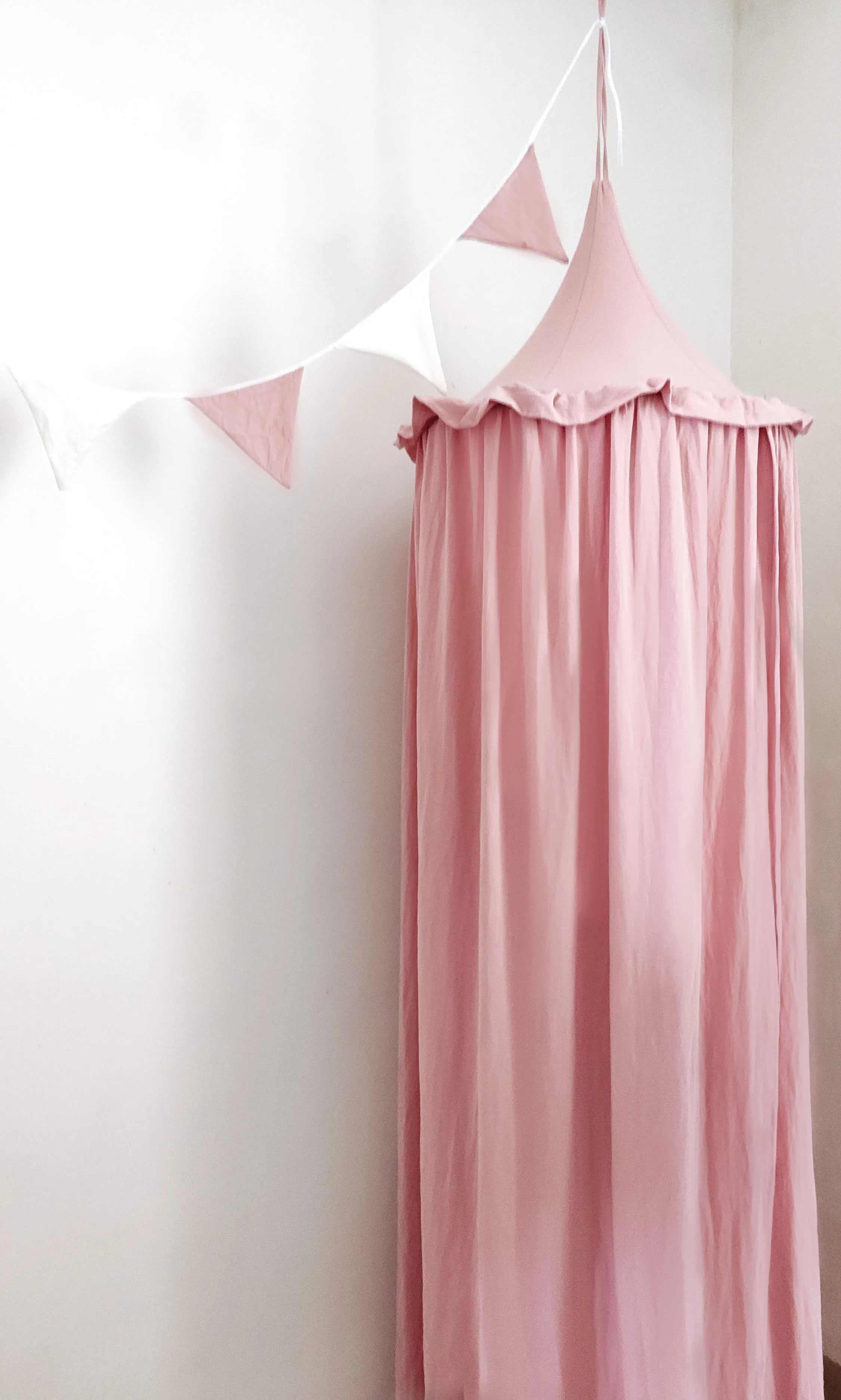 100% Cotton Giường Cũi Trẻ Em Phòng Deco Baldachin Với Frill Giường Màn Tán Dành Cho Mầm Non