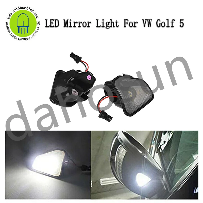 

2Pcs Dahosun Error Free White LED Under Side Mirror Puddle Light for VW Golf 5 Mk5 MKV Passat B6 Jetta Eos Rearview Mirror Lamp