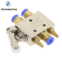 TAC2-41P Exhaust valve 2 Position 5 Way Self-reset Roller Lever switch Pneumatic Mechanical Valve 1/8 Thread w Fittings muffler