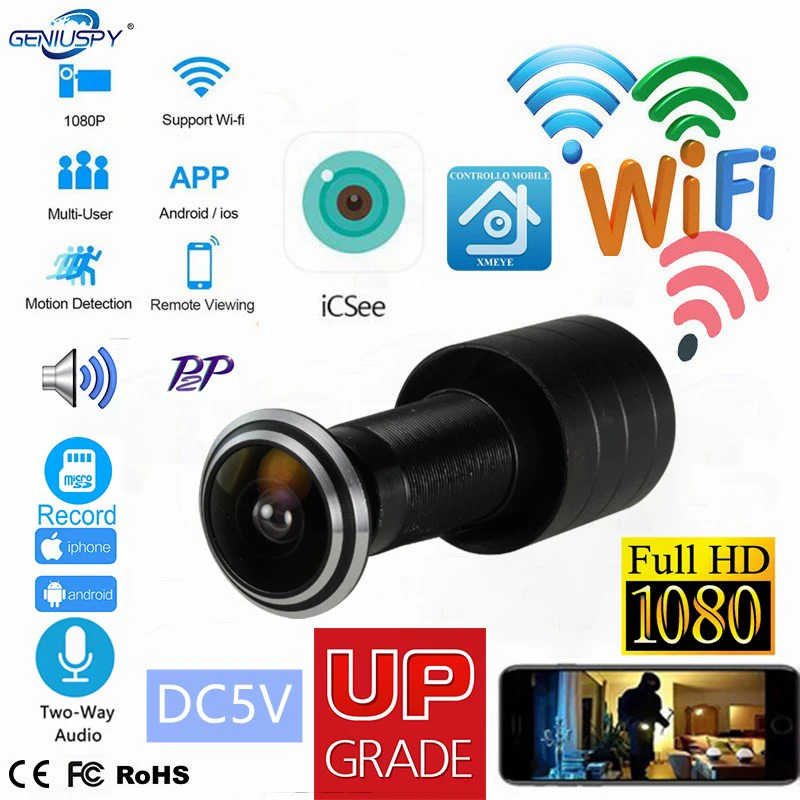 Kamera IP ICSEE do drzwi, wizjer bezpieczeństwa 3MP HD, obiektyw 1.78mm szerokokątny typu rybie oko, sieciowa mini kamera do drzwi, WiFi, P2P, obsługa kart TF