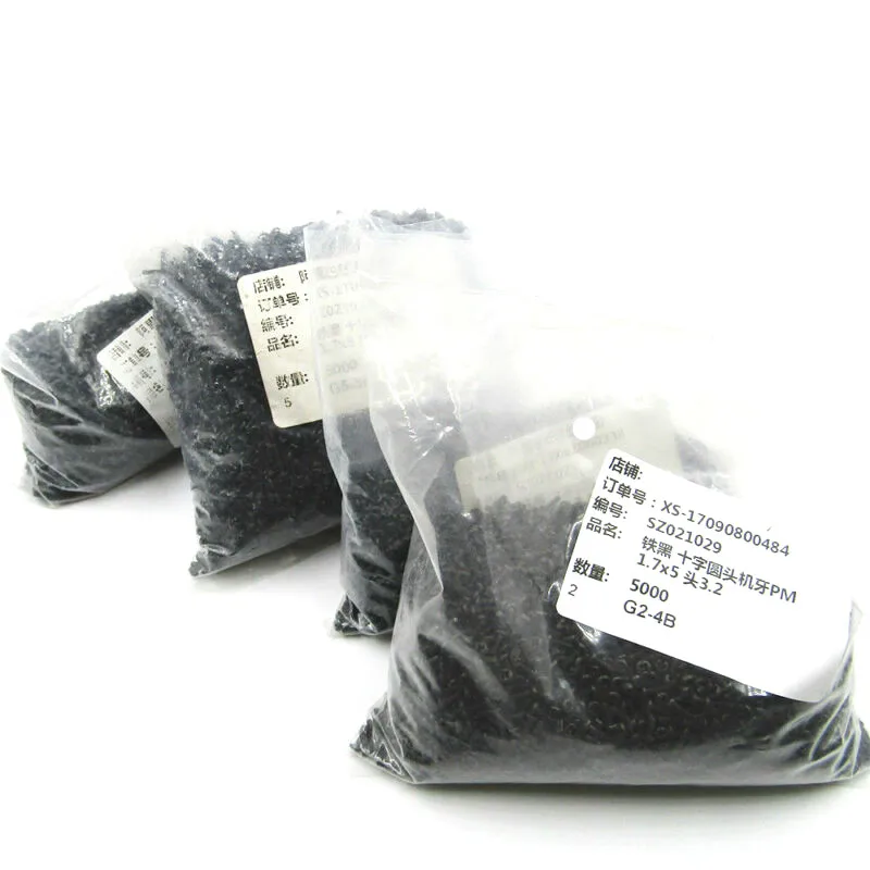 Tornillos Phillips de cabeza sartén de acero al carbono negro de alta calidad, Perno redondo M1 M1.2 M1.4 M1.6 m1.7. 100 Uds.