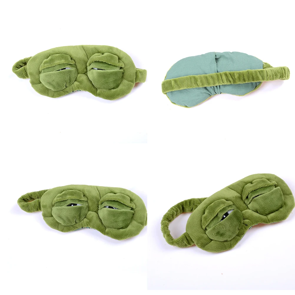 Funny Creative Pepe the Frog Sad Frog 3D Eye Mask Cover Cartoon Plush Sleeping Mask Cute Anime Gift 1pcs