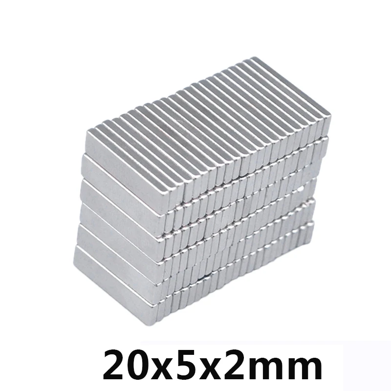 20/50/100/200/300/500pcs Block Super Strong Magnetic Magnets  Permanent Neodymium Rectangular Magnet 20*5*2 mm 20x5x2mm