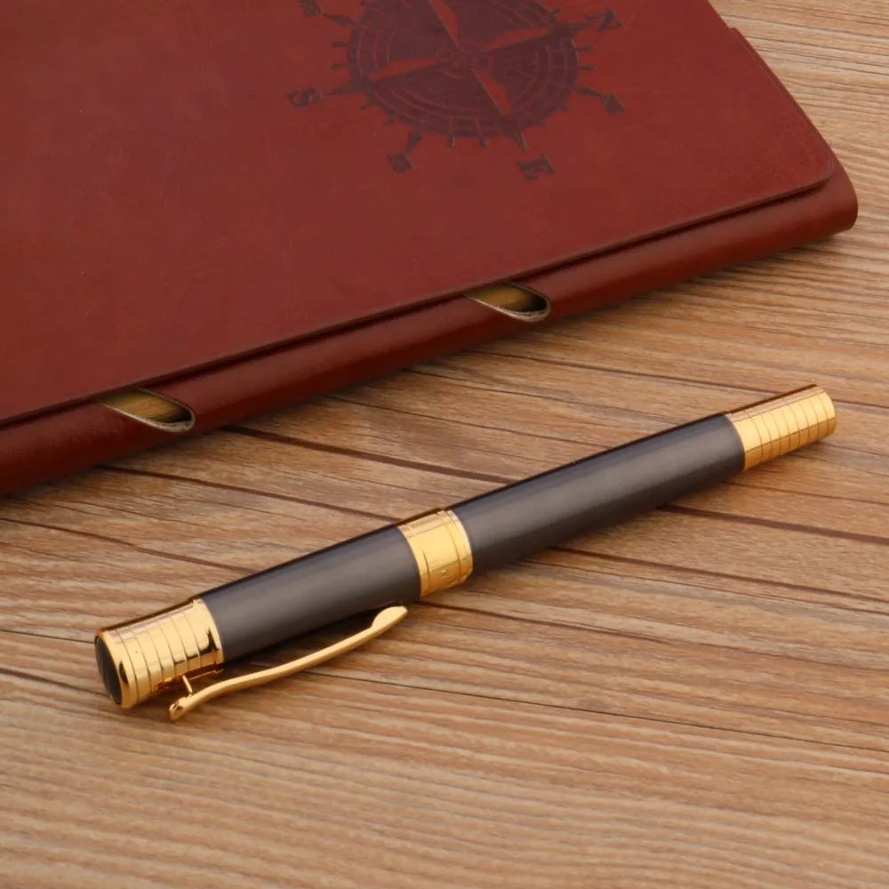 Luxury Metal Ball Point Pen Matte Gray Golden Rollerball Pen Stationery Office School Supplies Writing Gift