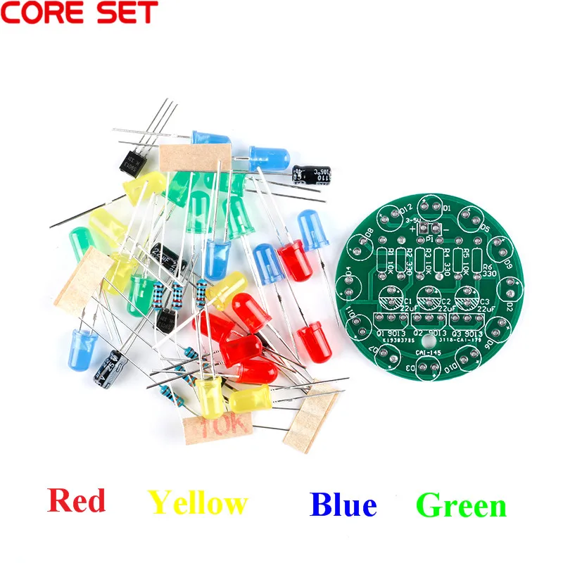 

LED Water Flowing Lamp Production DIY Kit Electronic Component Training Welding Practice LED Board Red/Yellow/Blue/Green Color