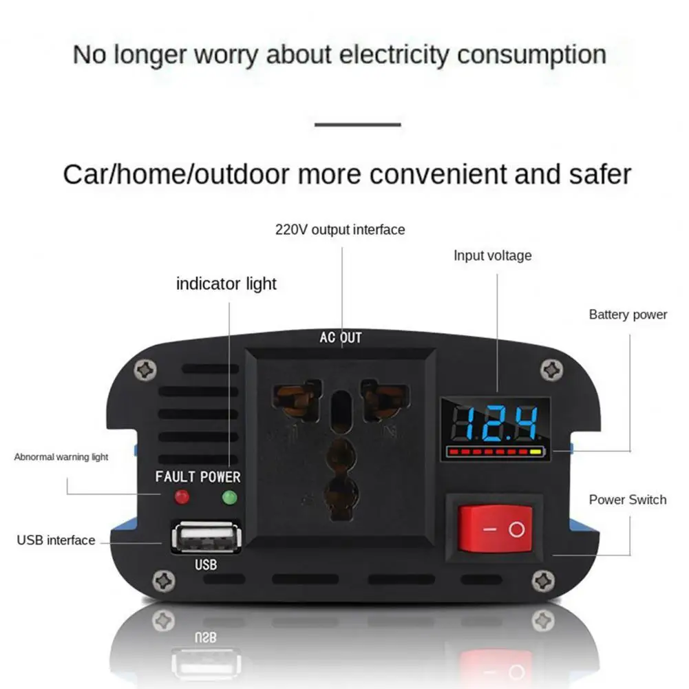 Car Power Inverter  Intelligent   Car Power Transformer 1200W 12/24/36/48/60V to 220V Car Inverter Adapter