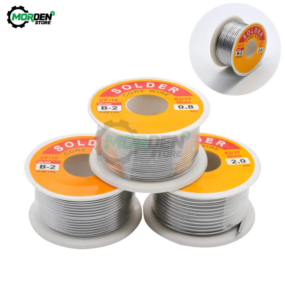 100g 0.5/0.6/0.8/1/1.2/1.5 mm 63/37 FLUX 2.0% 45FT Tin Lead Tin Wire Melt Rosin Core Solder Soldering Wire Roll No-clean