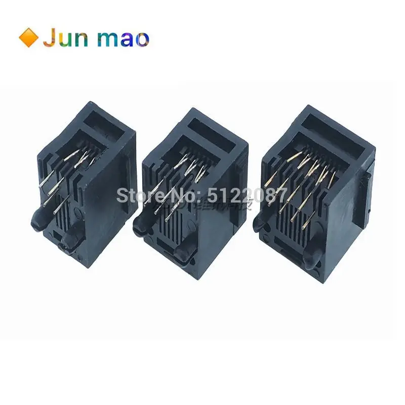 10pcs RJ11 Socket 52-6P6C 4P4C 8P8C Seat RJ12 Phone Jack Female Crystal Head Socke 180 degrees Vertical 6P6C Telephone Connector