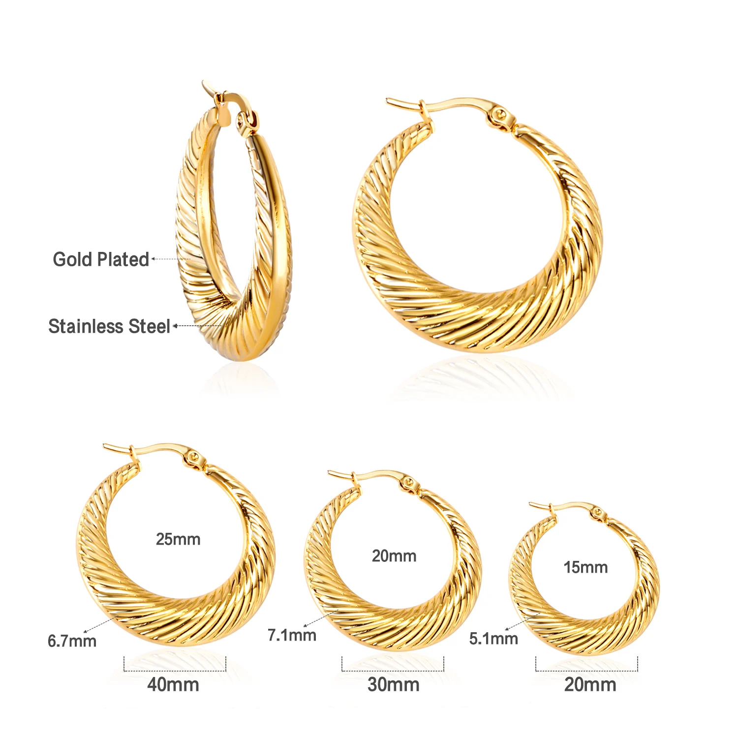 LUXUSTEEL Twist Round Hoop Earrings Womne Accessories New 2021 Trendy Style Stainless Steel Earring Fashion Jewelry Party