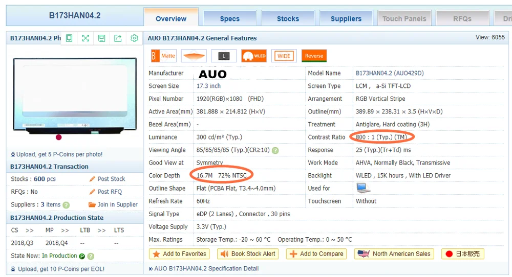 17.3 'FHD محمول lcd شاشة B173HAN04.2 صالح NV173FHM-N49 دون المسمار ثقوب 30pin موصل 1920X1080 IPS 72%