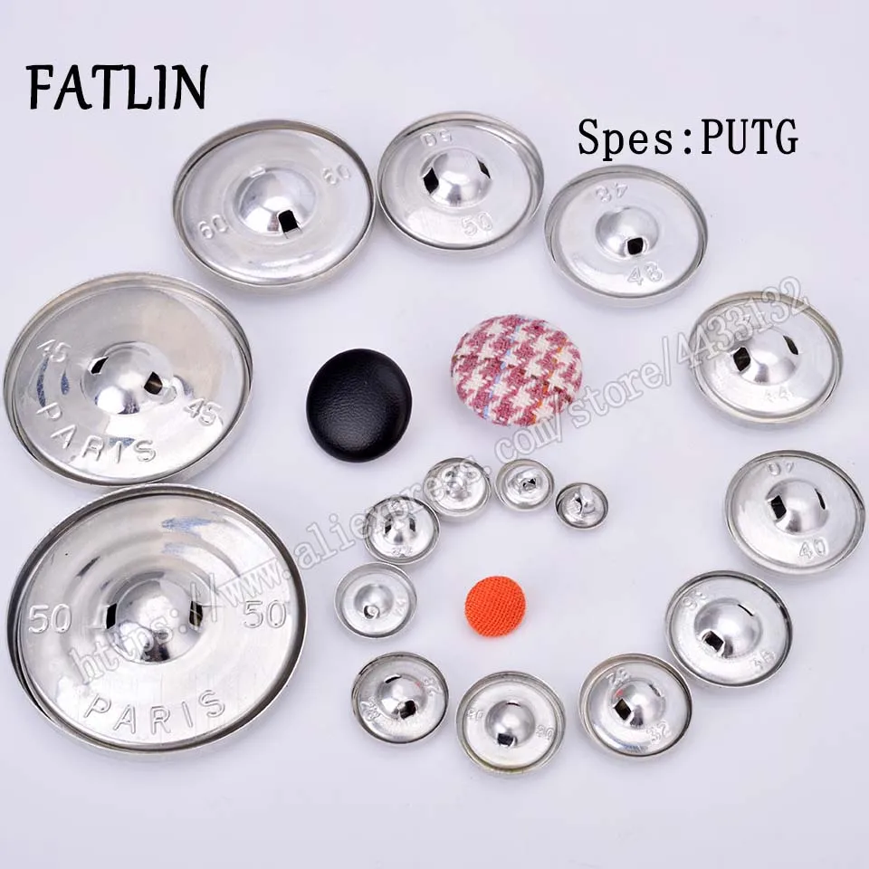 J-100Sets 16L-80L Aluminum Covered Cloth Fabric Buttons DIY Handmade Metal Bread Shape Round Fabric Accessories PUTG