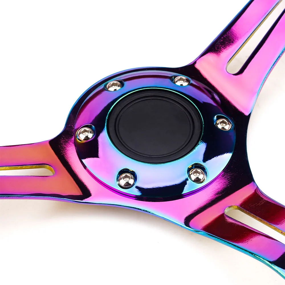 New arrival universal 350mm 14inch classic ABS car sport steering wheel with neo chrome spokes