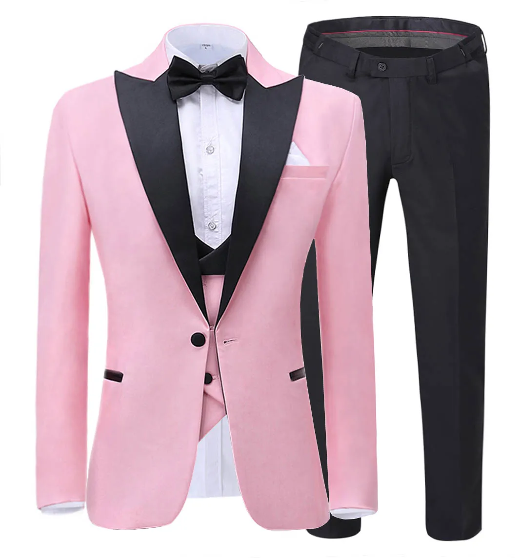 

2020 New Fashion Men's Suit 3-Pieces Slim Fit Shawl Lapel Tuxedos Groomsmen For Wedding，party (Blazer+vest+Pants)