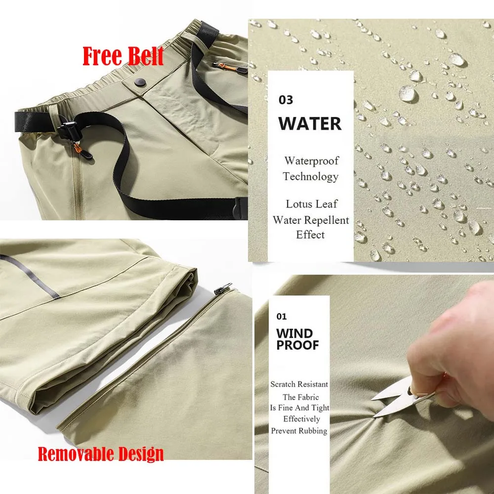 NUONEKO-pantalones de senderismo de alta elasticidad para hombres y mujeres, pantalones de pesca de secado rápido, extraíbles, protección UV para