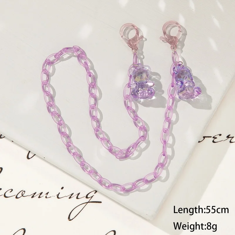 Fashion Acrylic Sweet Colorful Butterfly Bear Glasses Chain Lanyard Anti-lost Dice Mask Holder Neck Strap Eyewear Accessories