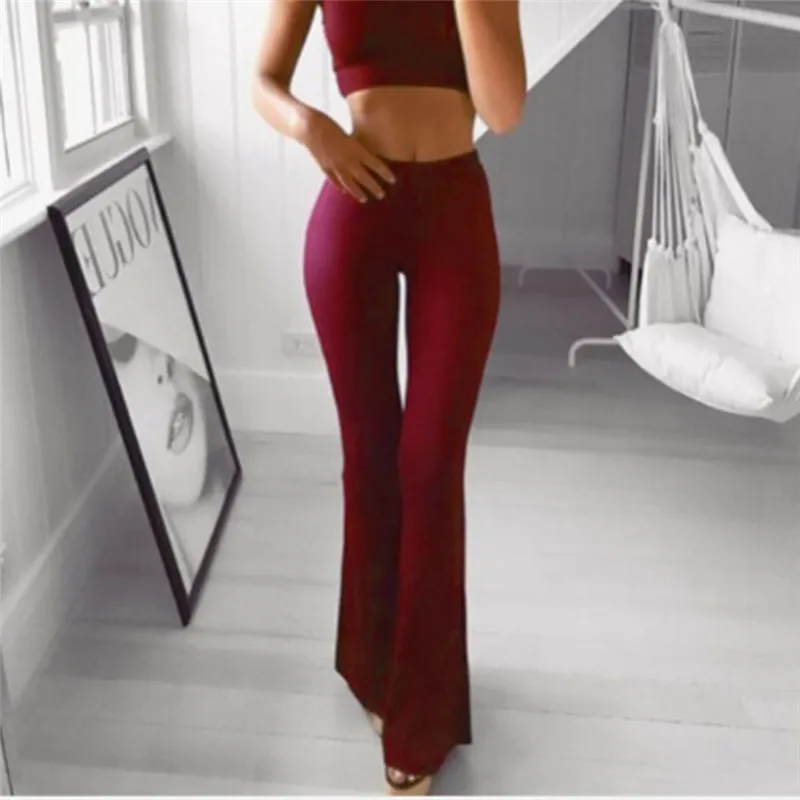 Autumn Sexy Women High Waist Long Pants OL Ladies Career Solid Palazzo Slim Flare Wide Leg Trousers Female Harem Palazzo Pants