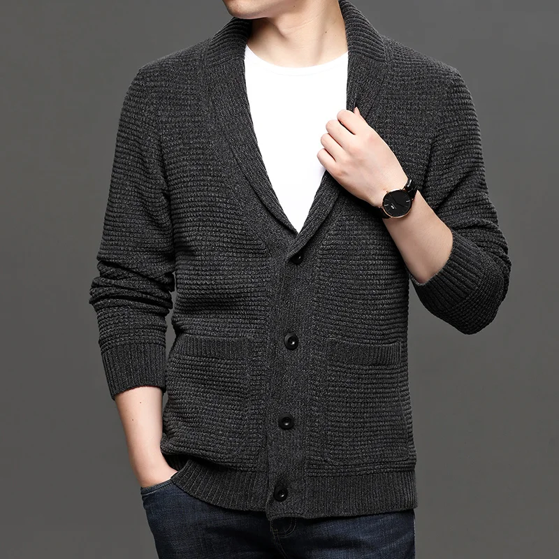 

Male Cashmere Vest Fashion Design Buttons Cardigan Long Sleeve Sweater Handsome Office Man Wool Knit Coat