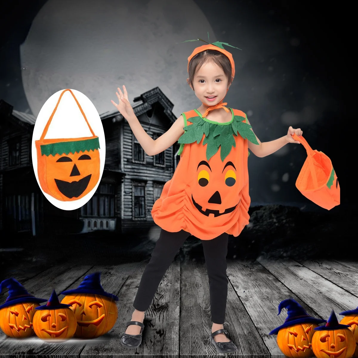 Disfraz de calabaza para niños y niñas, traje bonito con sombrero, utilería para fiesta temática, mascarada, escenario, actuación, Cosplay, Halloween