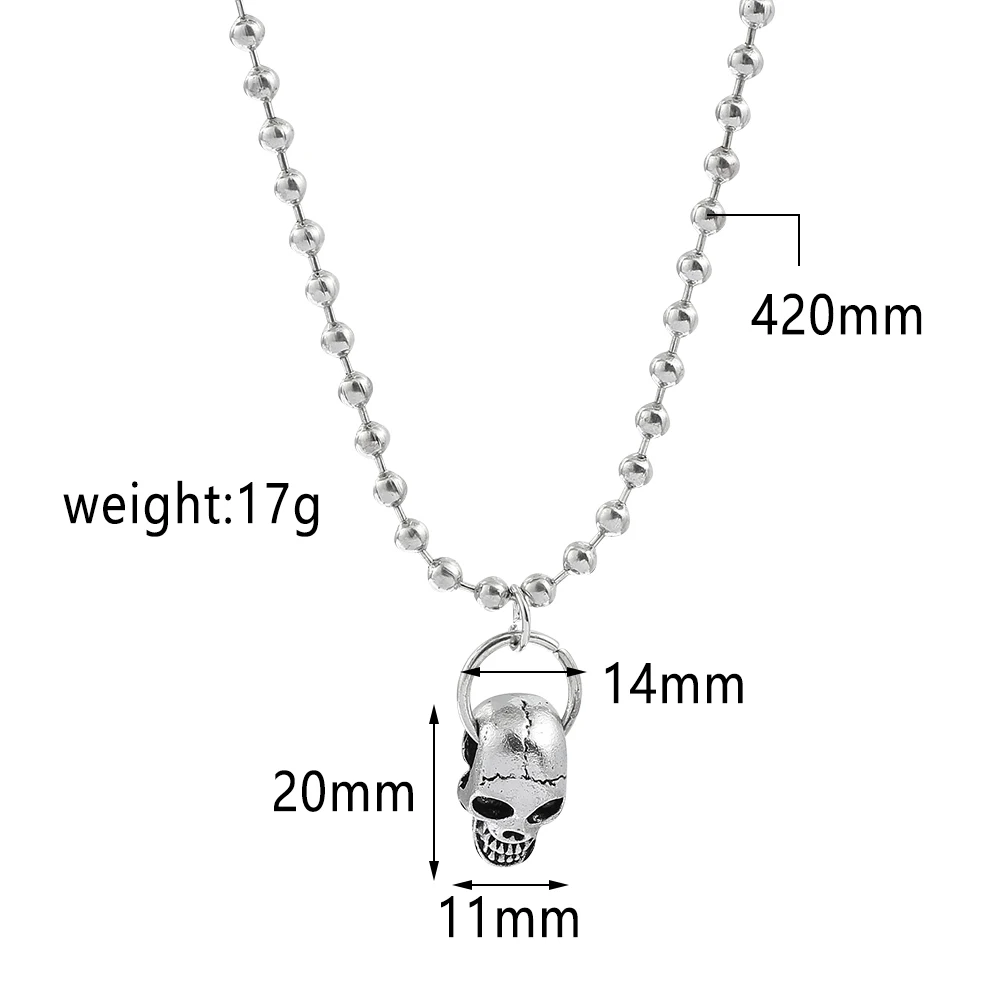 2022 Punk Skull Metal Necklace Retro Silver Color Men's Hip Hop Rock Fashion Party Pendant Necklace Bohemian Jewelry