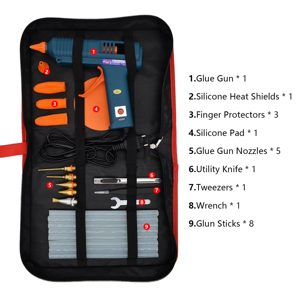 Hot Lijmpistool Tool Kit Temperatuur Aanpassing 150W Siliconen Pistool, gebruik 11Mm Lijmsticks Diy Puur Koperen Mondstuk, Tas Apart Verkocht
