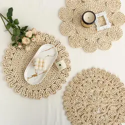 Handmade Straw Woven Corn Husk Home Casserole with Heat Insulation Tea Mat Table Mat Heat-Resistant Mat Plate Cup Placemat