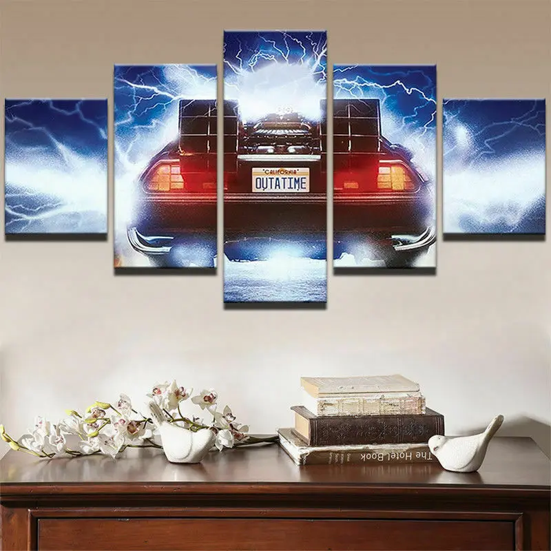 

No Framed Canvas 5 Pieces Back To The Future Movie Car Decorative Printed Bedroom Wall Art Posters Pictures Home Decor Paintings
