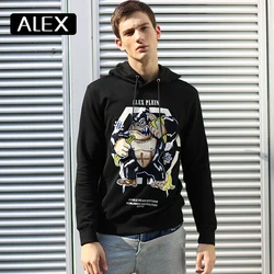 Alex Plein-Sweatshirt Homme 100% Coton, Sweats À Capuche Brodés Singe, Vêtements Homme Esthétique Mode Streetwear, Dessin Animé Hiver 2020