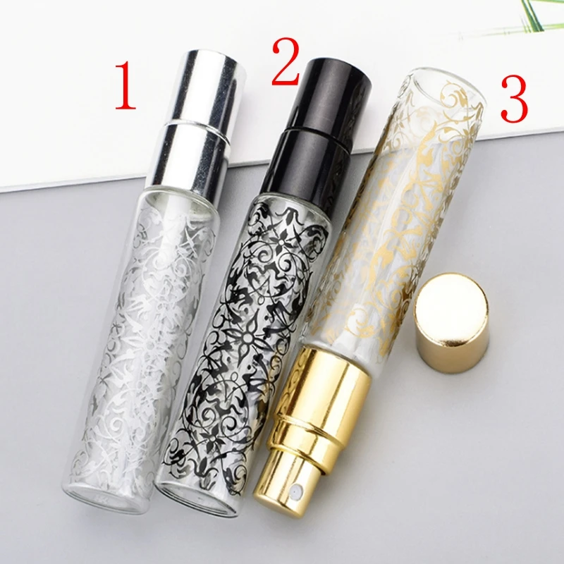 

200pcs/lot 10ML Empty perfume bottles printing flower glsss spray bottle