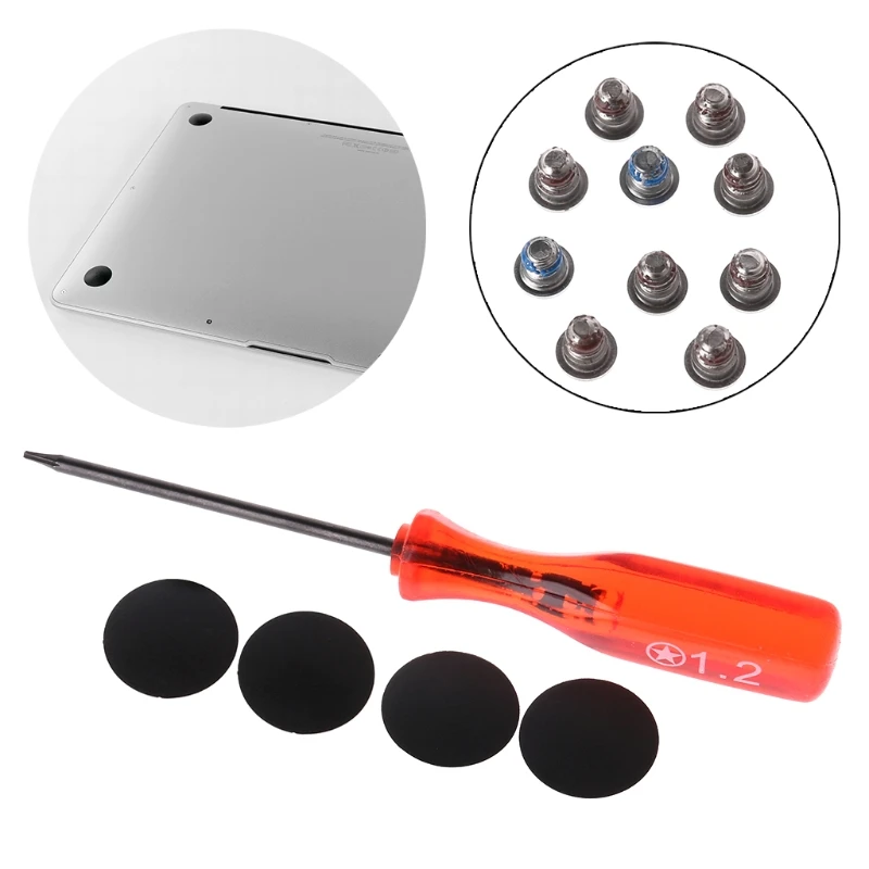 New for 4pcs Feet Foot Bottom Case Cover Plastic (No Rubber) +SCREWS Set+TOOL for Macbook 13