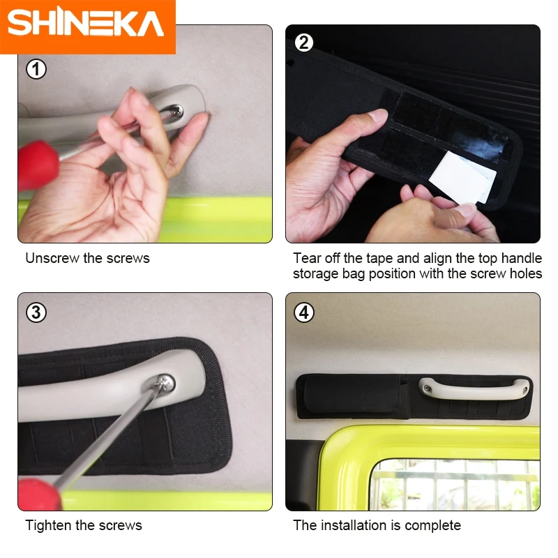 SHINEKA Stowing Tidying Black Car Top Grab Handle Storage Bag Sunglasses Bag Organizer Accessories For Suzuki Jimny 2010-2024 view 2