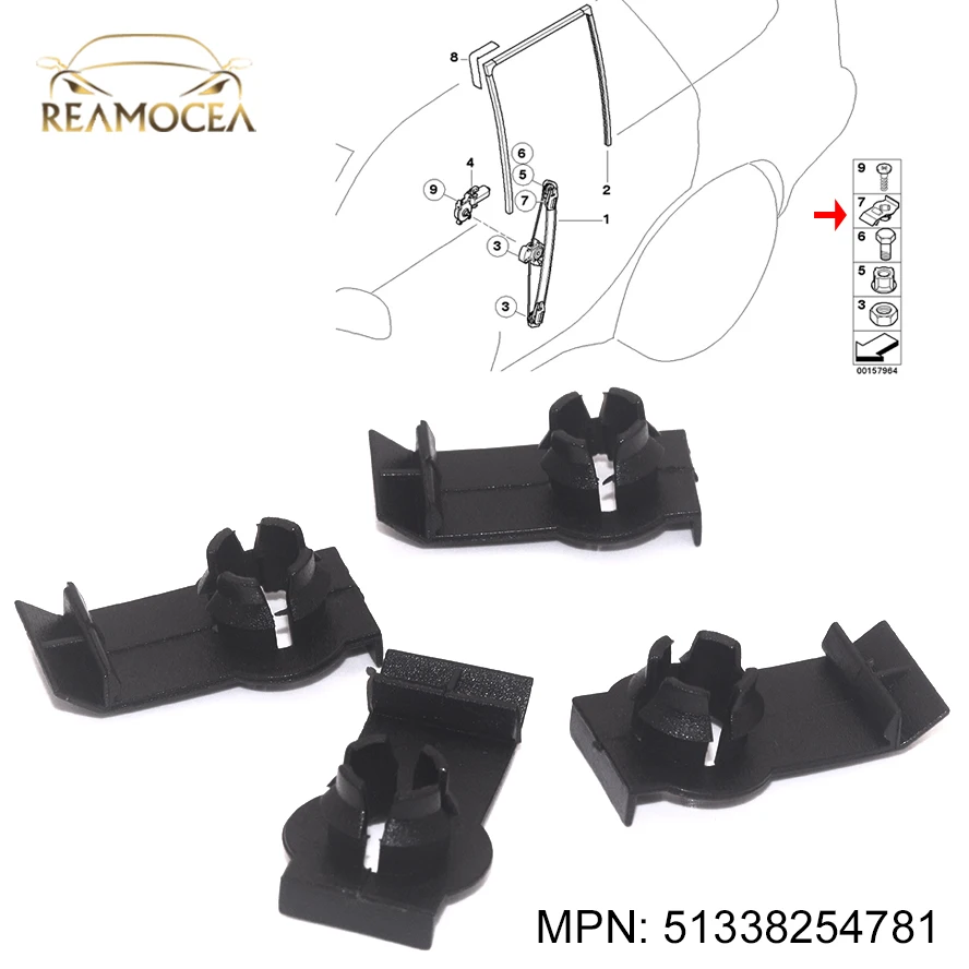 Reamocea 4Pcs 51338254781 Front Left Right Window Regulator Retaining Repair Clip Bracket For BMW E53 X5 2000 2001 2002 - 2006