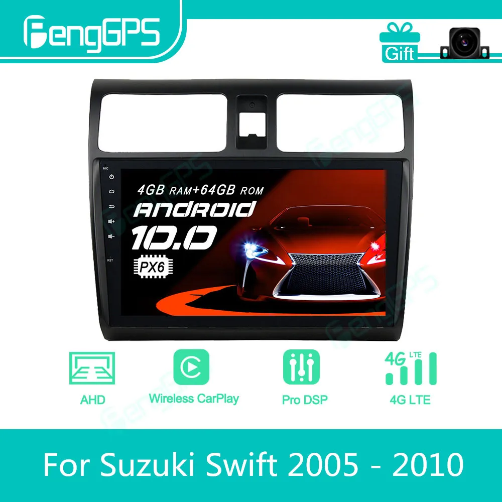 For Suzuki Swift 2005 - 2010 Android Car Radio Stereo Multimedia Player 2 Din Autoradio GPS Navigation PX6 Unit Screen Display