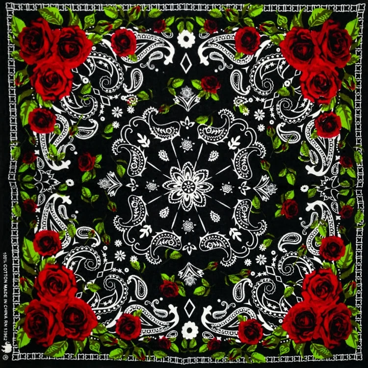 100%Cotton Skull Skeleton Paisley Hip Hop Turban Bandanas Foulard Headwear/Hair Scarf Wrist Wrap Band Headties for Women/Mens