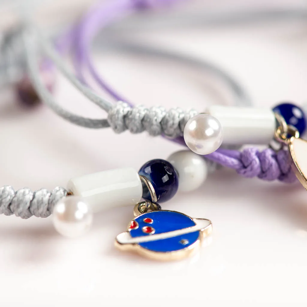 Rocket Cute Ceramic With Metal Drip Glaze Pendant Bracelet Hand-Wowen Charms Gift Bracelets Bangles Wholesale #XN066