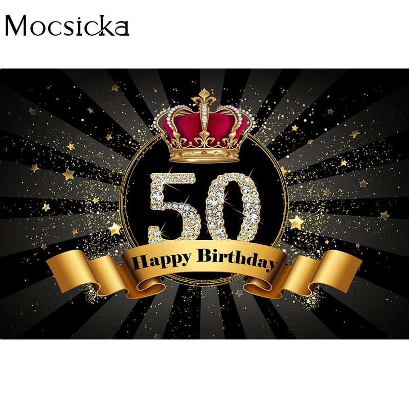 Mocsicka 50歳の誕生日の写真の背景、大人の肖像画の写真の壁紙、パーティーの装飾、スタジオの小道具