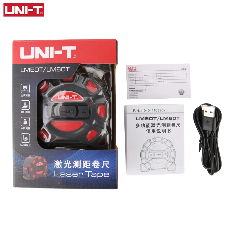 UNI-T 50M 60M Laser Electronic Tape Measure LM50T LM60T Roulette Laser Digital Ruler LCD Display Retractable Measuring Tool