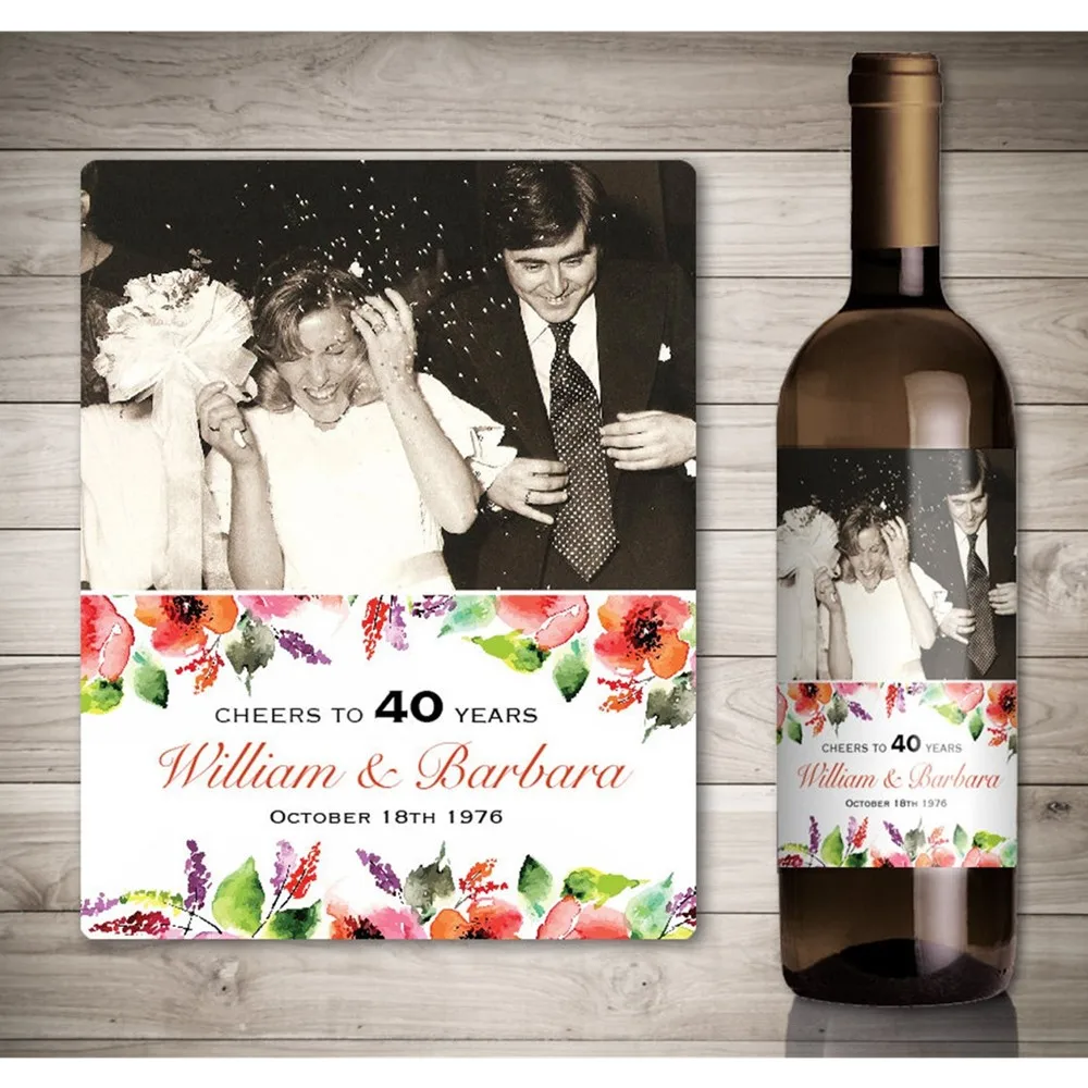 Customized Photo Wedding Anniversary Wine Stickers,Wine Bottle Label, Personalize Anniversary Gift Idea, Special Decoration Wine