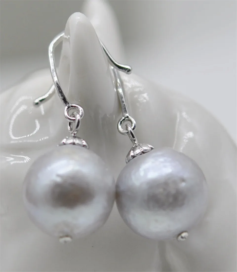 

HABITOO 11-12mm Gray Baroque Reborn Keshi Freshwater Pearl Earrings 925 Silver Ladies Pearl Earrings Jewelry Gift for Women