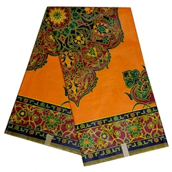 Tela de cera naranja con estampado de cera Real garantizada, tela africana Ankara, 6 yardas, novedad de 2019