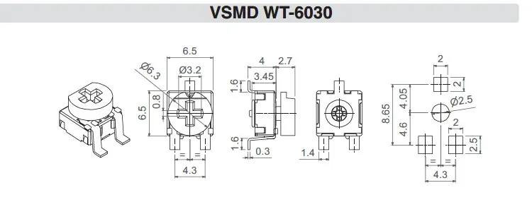 Original New 100% CA6XVSMD-5KA2525 WT-6030-RO trimming resistor 6.5*6.5*6.7mm (Inductor)