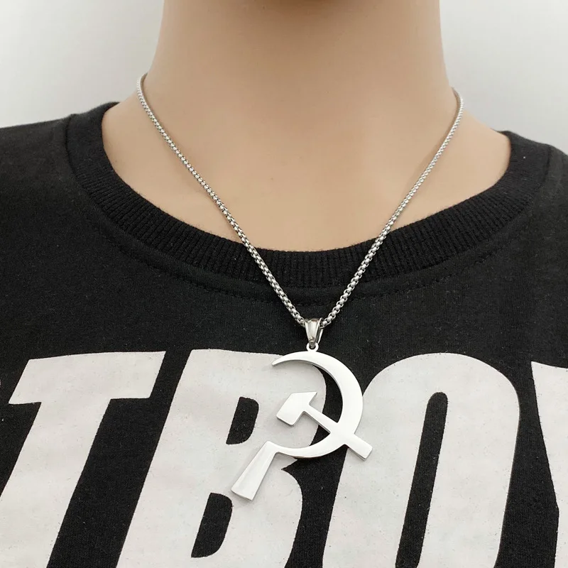 Fashion Titanium Steel Sickle Hammer Pendant Hipster Necklace Pendant Jewelry Hot Sale