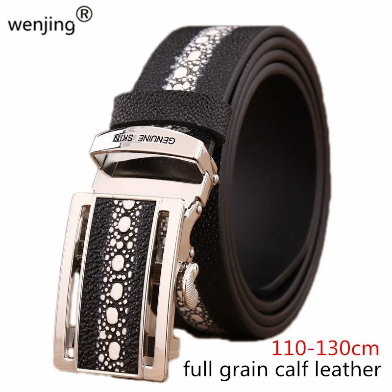 

WJ20B25 men Pearl skin look PRINT STINGRAY classic cowhide genuine leather belt