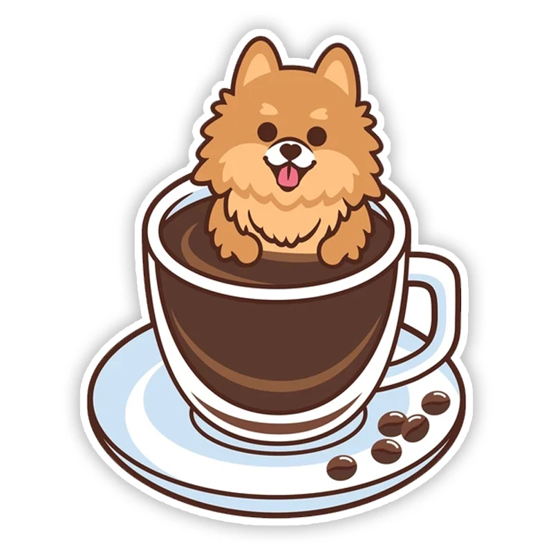 

A0157# 13cm Self-adhesive Decal POMERANIAN COFFEE Car Sticker Waterproof Auto Decors on Bumper Rear Window Laptop