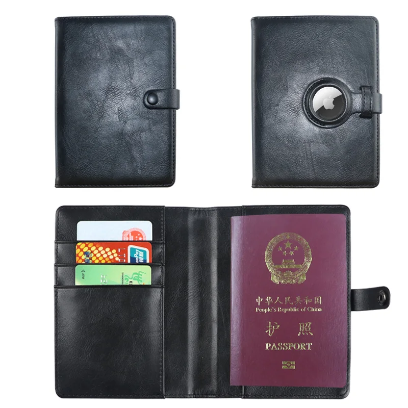 Genuine Leather Case For Airtag Passport Holder Airtag Passport Wallet