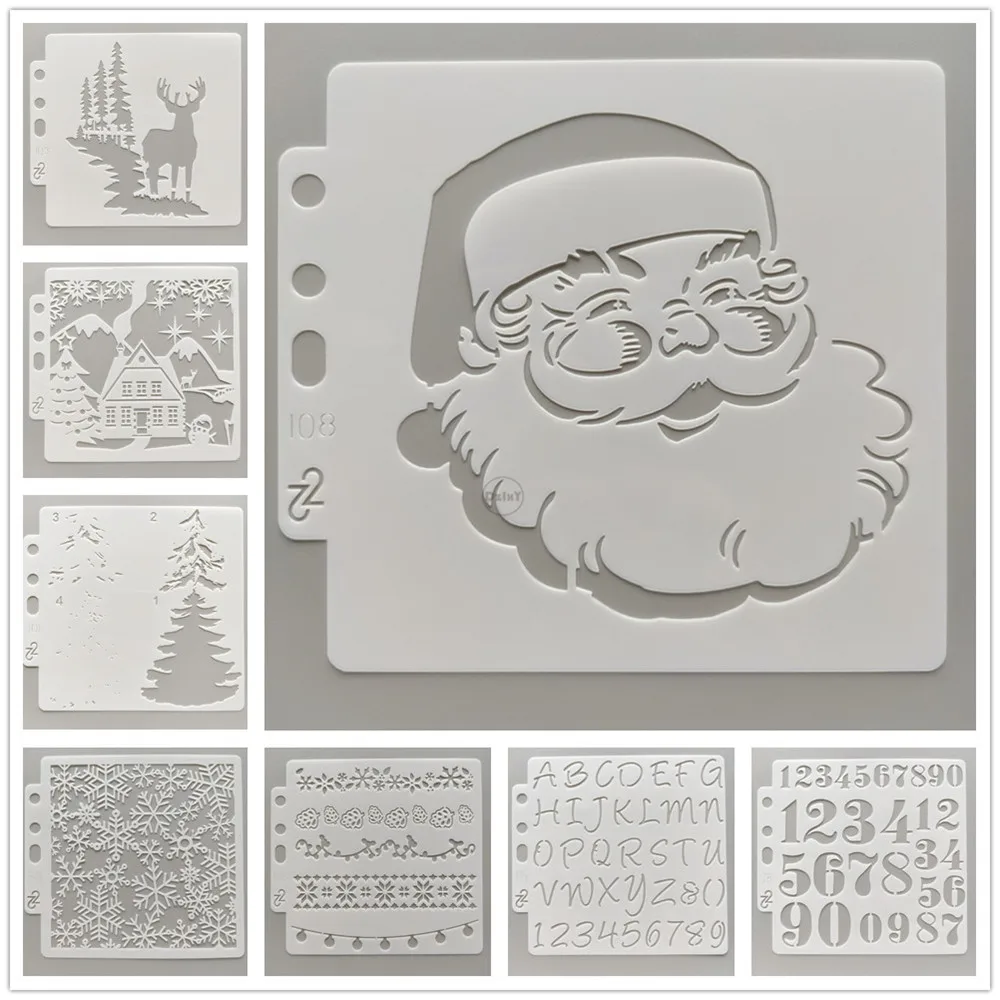 (26 Styles) Christmas Letters Stencils Painting Embossing DIY Scrapbooking Material Cards Templates Papers Album Crafts