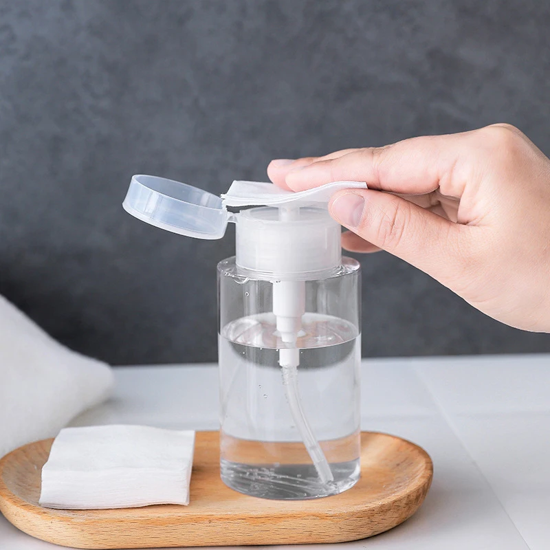 100ml 200ml Portable Travel Refillable Bottle Empty Plastic Nail Polish Remover Alcohol Liquid Press Pumping Dispenser Bottle