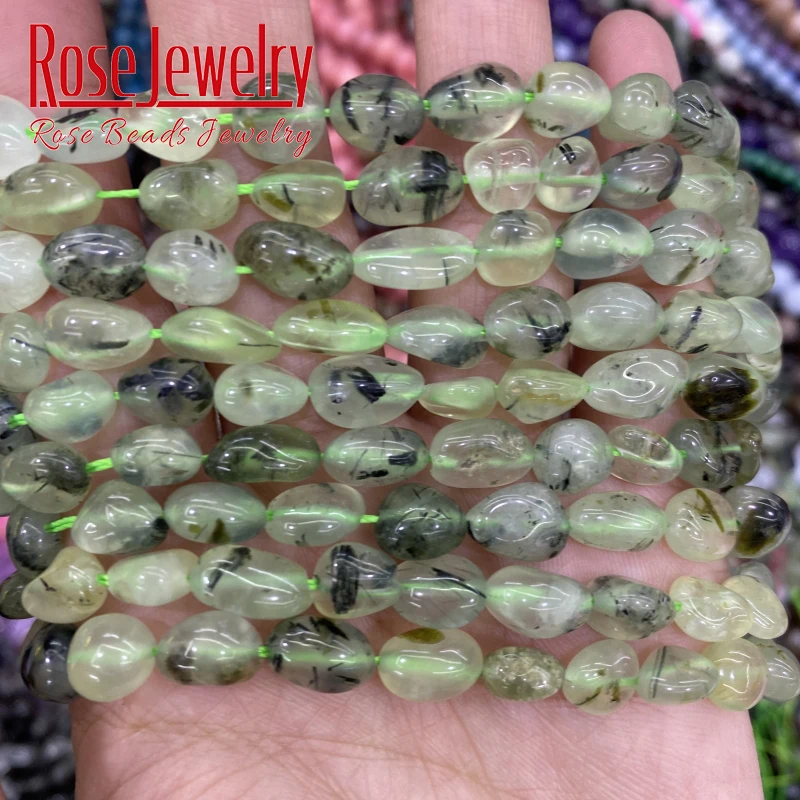 Fashion jewelry 6x8 8x10 mm Amorphous Irregular green prehnites loose beads For Jewelry Making DIY bracelet necklace accessories